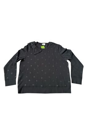kate spade Black Crewneck Sweater with Shoulder Bow and Sparkle Dots